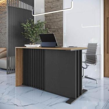 Imagem de Mesa Escritório Home Office 120 cm x 75 cm com Painel Ripado - Faema E