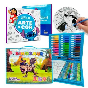 Imagem de Kit Maleta Estojo Pintura Unicórnio 150 Peças Livro Desenho P/Colorir 