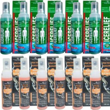 Imagem de Kit 6 Spray Para Massagem Icerelief 120ml + 6 Spray Peixe Elétrico 120