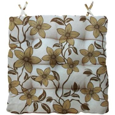 Imagem de Almofada Para Cadeira Futton Firenze 40x40cm Floral Bege - FASTLAR