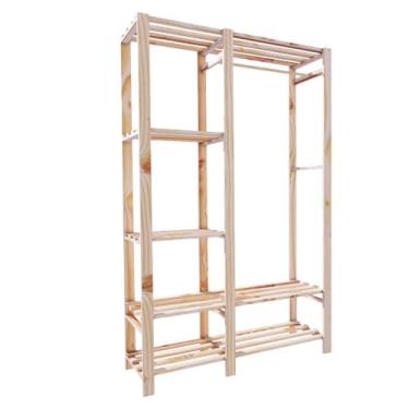 Imagem de Arara Closet Pinus Industrial 8 Prateleiras Cor Natural - Technox