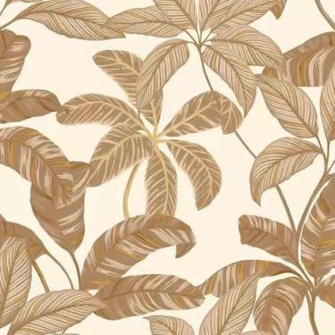 Imagem de Papel de Parede Vinílico Contemporâneo Folhagens Mostarda  - bobinex