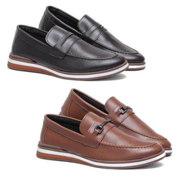 Imagem de Kit 2 Pares Sapato Mocassim Masculino Leve Macio Casual Confortavel To