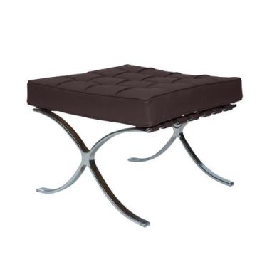 Imagem de Banqueta Barcelona Base Inox Couro Natural Legitimo - Decorato, Café