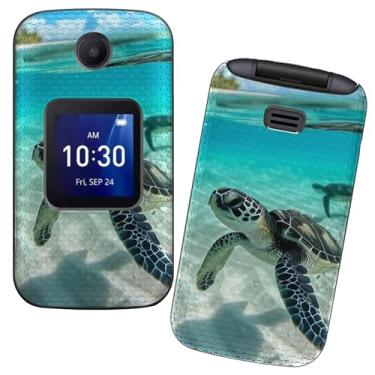 Imagem de RWUTYTIUL Capa para celular Alcatel Go Flip 4 / TCL Flip Pro com protetor de tela de vidro temperado, camada dupla antiarranhões à prova de choque, capa fina com textura de grade para mulheres e