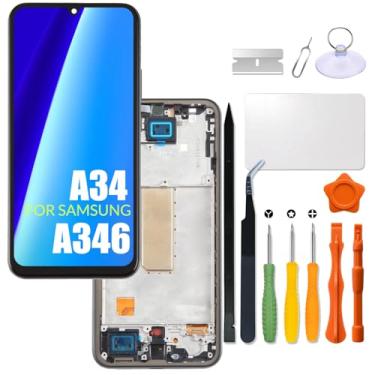 Imagem de Substituição para tela LCD Samsung Galaxy A34 com moldura INCELL para Samsung A34 5G A346E A346B A346M Tela sensível ao toque digitalizador Display LCD com kit de reparo (sem função de impressão de