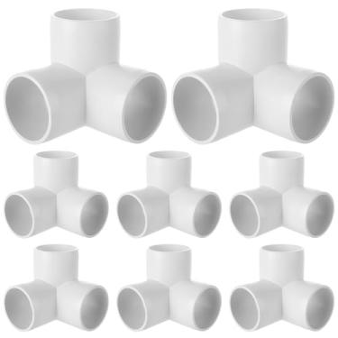 Imagem de LDXDRU Pacote com 8 acessórios de PVC de 3,5 cm, encaixe de PVC de grau de mobiliário de cotovelo de 3 vias, camisetas de saída lateral de 3 vias, resistentes a UV, acessórios de PVC Conner Saída