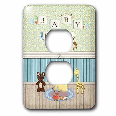 Imagem de 3dRose lsp_192619_6 Quarto de bebê preto, urso, macaco, trem e girafa, tampa de interruptor de luz para bebê menino