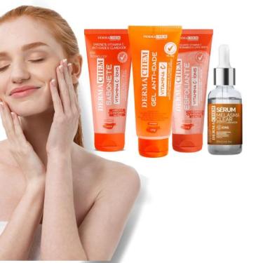 Imagem de  Kit Skin care Vitamina C Clareador da Pele Melasma 4 Produtos  - Derm