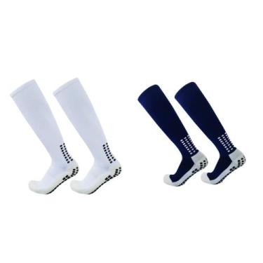 Imagem de Meia Meião Para Futebol Antiderrapante Cano Longo kit 2 pares - Meião 