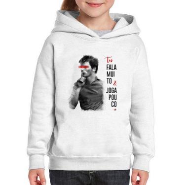 Imagem de Moletom Infantil Fala muito & Joga pouco - Foca na Moda, Branco, 14