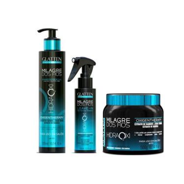 Imagem de Glatten Milagre dos Fios Hidra Oxi Shampoo e Máscara e Leave-in