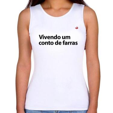 Imagem de Regata Feminina Vivendo um conto de farras - Foca na Moda, Branco, M
