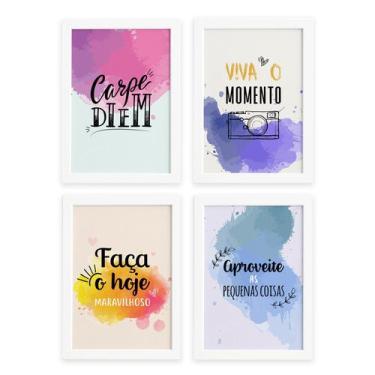 Imagem de Quadros Frases Carpe Diem Moldura Branca 22x32cm 4un - Quartinhos