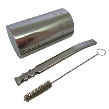 Imagem de Kit tereré cuia copo redondo recartilhado 300ml + bomba tela V8 19cm +