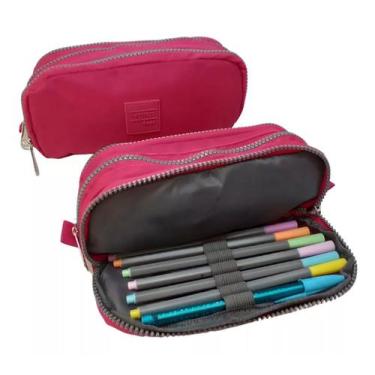 Imagem de Estojo Escolar Juvenil Com 3 Divisórias Liso - Yepp - Yepp , pink
