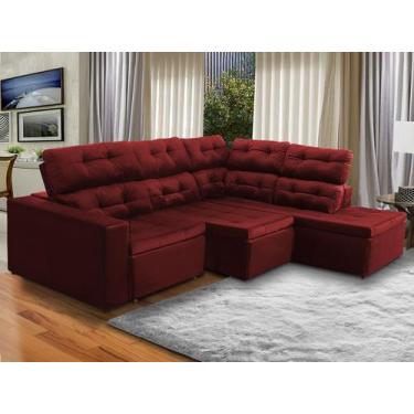 Imagem de Sofá de Canto Chaise D 293x220Cm Retrátil Reclinável Mola Bonnel Prime