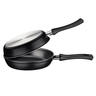 Imagem de Omeleteira Alumínio Antiaderente Starflon Tramontina Frigideira Dupla 20cm Grafite