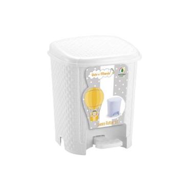 Imagem de Lixeira Rattan Bebê e Mamãe 6 Litros - Monte Líbano, Branco