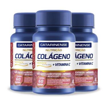 Imagem de Kit 3 Colágeno Verisol  Vitamina C Catarinense 60 Comprimidos