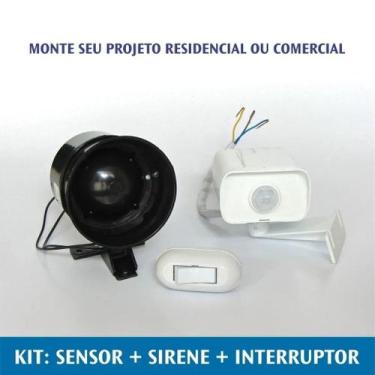 Imagem de Kit de Alarme Sensor de Movimento MA e Sirene Interruptor Bivolt Segur
