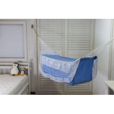 Imagem de Rede de Dormir Berço infantil para Bebê Descanso Azul - TEIXEIRA