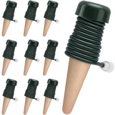 Imagem de BYDOLL Estacas autoirrigáveis para plantas com gotejador automático para plantas internas e externas, dispositivos de irrigação de inserção de plantas para uso no jardim de férias, sistema de