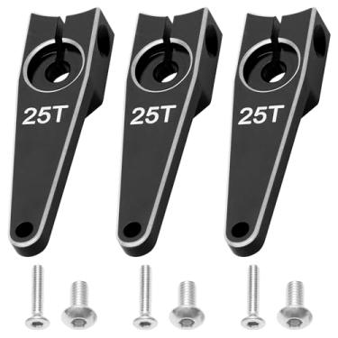 Imagem de 3Pack Vgoohobby 25T Servo Arm Horn Aluminum 25 Teeth Steering Arms Compatible with Futaba Hitec Savox Power HD Servo Motors Fit RC Crawler Car Airplane Plane Boat (1inch,Black)