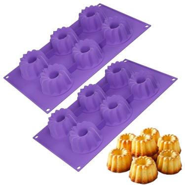 Imagem de Bakerpan Mini formas de bolo caneladas de silicone, mini moldes de gelatina, moldes pequenos de gelatina, formas de bolo, 6 cavidades - conjunto de 2