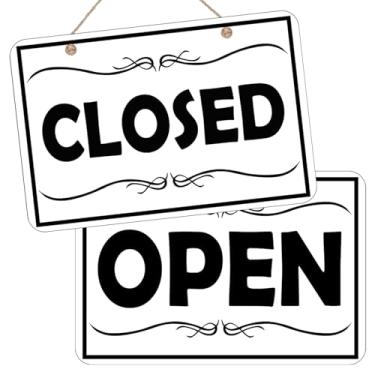 Imagem de Placa suspensa de dupla face, sinal fechado aberto, impressão de alta precisão, à prova d'água, sinal aberto e fechado para negócios, suprimentos de loja de varejo, sinal aberto, sinal fechado - 30,5