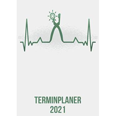 Imagem de Terminplaner 2021: Wochenplaner zum notieren, organisieren und planen DIN A4. Kalender/Terminkalender/Monats- / Tagesübersicht/Kontakt- / ... / Schuhmacher Nieten heartbeat herzschlag