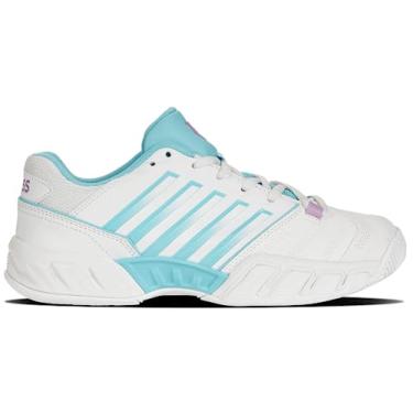 Imagem de K-Swiss Tênis feminino Bigshot Light 4, Branco brilhante/azul anjo/lilás transparente, 35