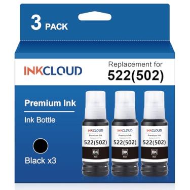 Imagem de 522 502 frascos de tinta preta de substituição para Epson 522 502 frascos de refil de tinta compatíveis com impressora Ecotank ET-2800 ET-4800 ET-2400 ET-2803 ET-2720 ET-4700 ET-4810 ET-2840, 3BK