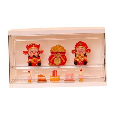 Imagem de Fenteer da riqueza estatuetas mini estátuas expositor presente 2025 ano novo decoração sorte esculturas para o quarto interior estante