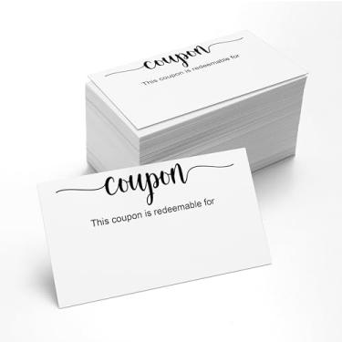 Imagem de 321Done Cartões de cupão em branco branco, 3,5 x 2 - Feito nos EUA, Little Make Your Own Gift Vale, Resgate Vouchers para Presente, Feriado, Cupons de Negócios para Clientes - Pacote de 100