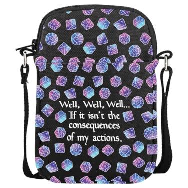 Imagem de DandD Gift Role Playing Games Gift D20 Bolsa de dados D D Bolsa de acessórios DM Games Bolsa transversal para RPG Gamer (My Actions CB)