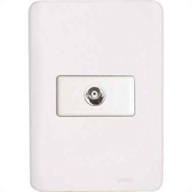 Imagem de Conjunto Perlex Aros 4X2 Branco Com Placa(1Tomada Tv) 7308, Branco