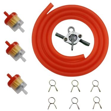 Imagem de HAUERTZX Braçadeiras de mangueira de linha de combustível a gás, filtros de combustível com conjunto de válvula de desligamento em linha, compatível com refrigerador Apollo Baja ATV 50cc 70cc 90cc