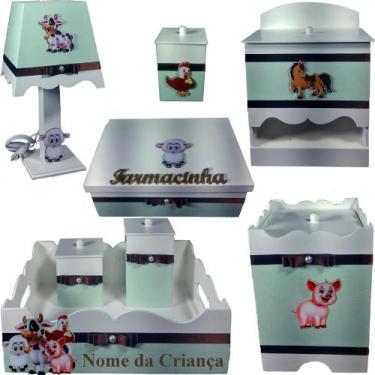 Imagem de Kit farmacinha jogo bebê Mdf - Farmacinha branco e verde  - Flores par