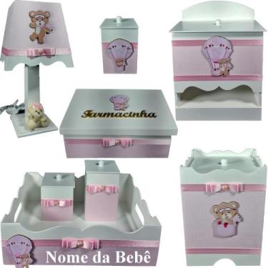 Imagem de Kit farmacinha de bebê Mdf menina - Ursinha Balão - Flores para Mariae