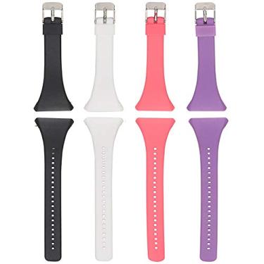 Imagem de Pulseira QGHXO para pulseira de silicone ajustável e macio FT4/FT7, pulseira de substituição para relógio polar FT4/FT7, 4PCS: Black&White&Pink&Purple