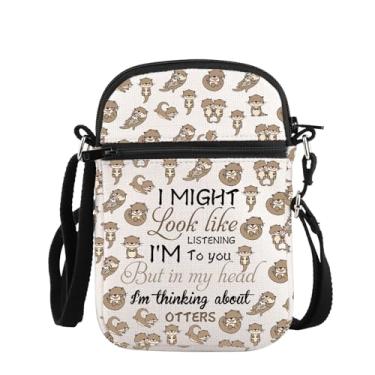 Imagem de PLITI Otter Gift Otter Lover Gift Sea Otter Gift River Otter Gift In My Head I'm Thinking About Otters Bolsa tiracolo, Thinking Otters Zcbag