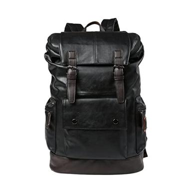 Imagem de Mochilas de couro da moda para homens PU Lether viagem mochila masculina bolsas para laptop mochila de negócios mochila escolar estudante