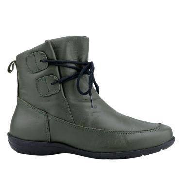 Imagem de Bota Feminina Rasteira de Couro Verde Moderna Moda Blogueira