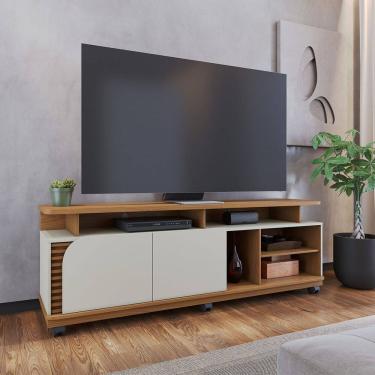 Imagem de Rack Ripado com Nichos para TV até 75 Pol 180x62cm Jurerê Freijó Off White