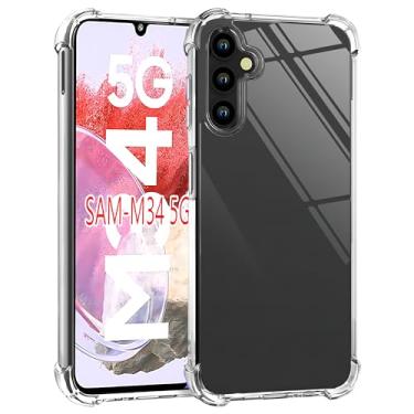Imagem de USTIYA Capa para Samsung Galaxy M34 5G Uso Resistente, Bumper Absorção Choques em TPU Transparente Protector Câmera Espessamento nas Quatro Pontas da Carcasa