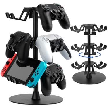 Imagem de LHMTQVK Suporte universal para controle e fone de ouvido para Switch, PS5, PS4, Xbox Series X|S – Suporte de controle rotativo de 3 níveis e suporte de fone de ouvido, comporta até 9 controles