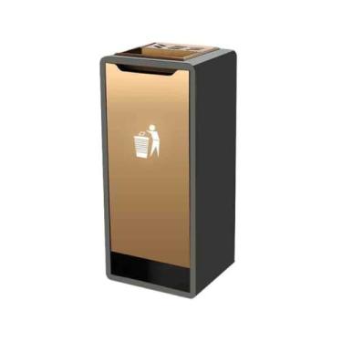 Imagem de Coluna de cinzas Aço inoxidável Hotel Latas de Lixo Lobby Vertical Quadrado Cinzeiro Corredor Corredor Hotel Clube Hall Especial Coluna de cinzas de chão(Preto)