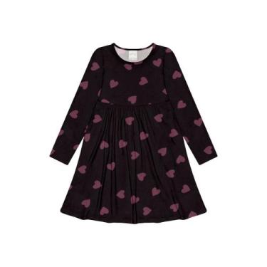 Imagem de Vestido Infantil Estampado Malha Alakazoo 1 ao 10 Ref. 65693, Marrom, 