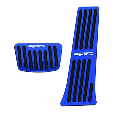 Imagem de TDOFYH Capa de pedais de liga de alumínio para Kia New K5 2020-2021 Antiderrapante Auto Sem Perfuração Capas de pedal de freio e acelerador de alumínio (azul)